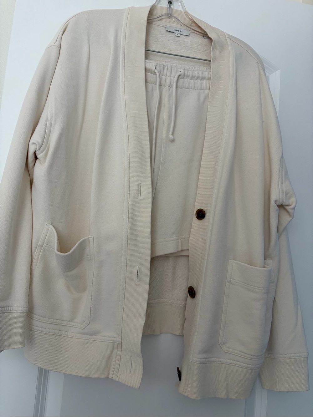 Women's Cream Button-Front Cardigan Jacket and shorts by Vince
